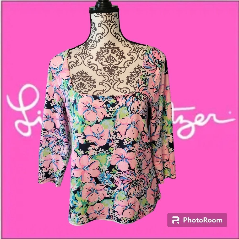 Lilly Pulitzer Nell square neck top High Tide